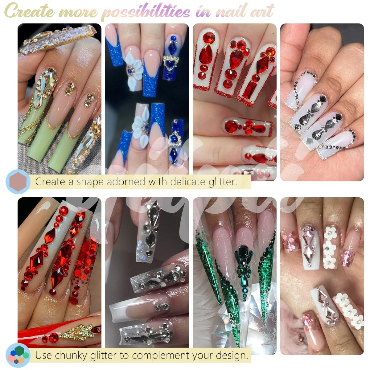 4 Boxes Royal Blue Nail Rhinestones and Glitters 24 Shapes K9 Glass Gems Diamonds Flatback Round Stones Crystals Sapphire Nail Art Charms for Acrylic Nails Face Eyes Makeup DIY Crafts Tumblers