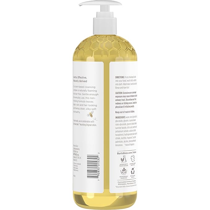 Baby Shampoo & Wash, Burt's Bees Tear Free Soap, Baby Care, Original, 21 Ounce (Packaging May Vary)