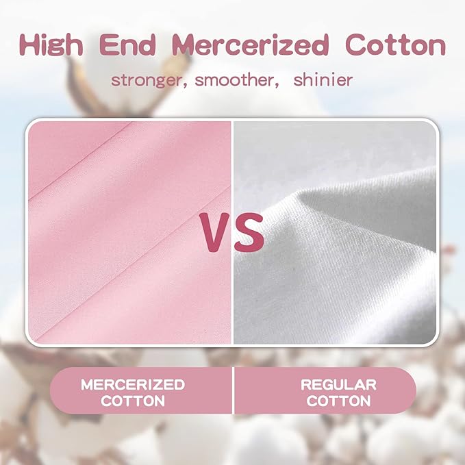 Soft Organic Cotton Toddler Pillowcases 14 X 20 Inches, Fit 13 X 18, 14 X 19 Pillows, Smooth Pearl Cotton Baby Pillowcases with Envelope Closure, Pink and Navy Blue, Set of 2