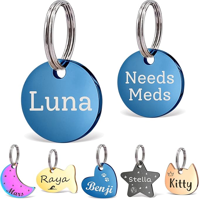 Anavia Small Size Dog Cat ID Tags, Small/XS Personalized Color Plated Stainless by Anavia