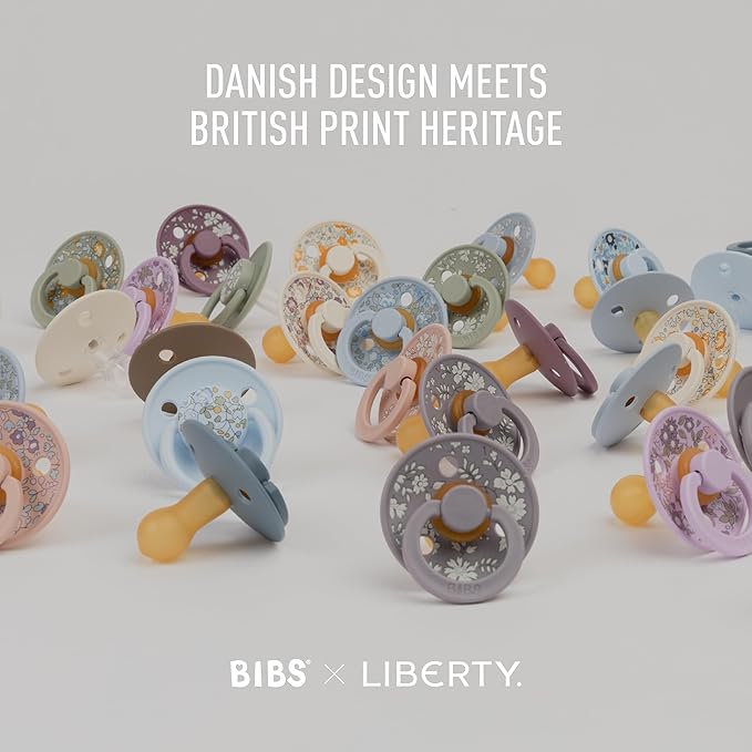 BIBS Colour Liberty Soother 2-Pack, BPA Free Dummy Pacifier, Round Nipple. Natural Rubber Latex, Made in Denmark, Size 1 (0-6 Months), Capel Sage