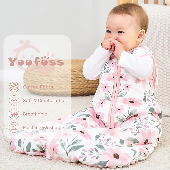 Yoofoss Baby Sleep Sack 6-12 Months, TOG 2.5 Baby Wearable Blanket with 2-Way Zipper, 100% Organic Cotton Fabric Winter Newborn Sleeping sack, Warm Soft Comfy(Medium)