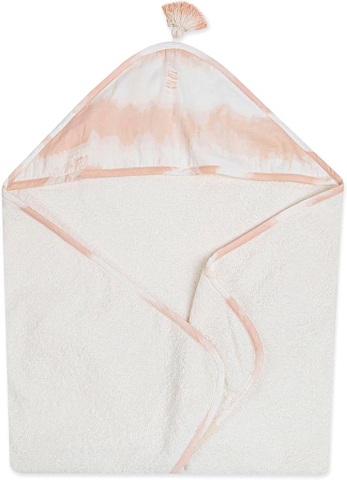 Crane Baby Hooded Towel - 100% Cotton & Terry Cloth, Pink Tie-Dye, 30" x 30", Hooded Baby Beach & Bath Towel