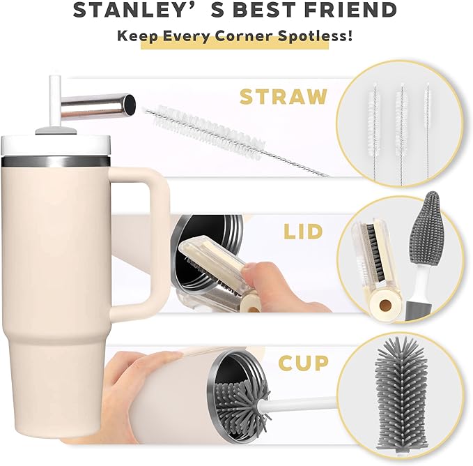 Sosmar 6 Pack Water Bottle Cleaner, Stanley Cup Cleaner Brush Kit with Long Silicone Bottle Brush, 3 Size Straw Cleaner Brush, 4 in 1 Bottle Gap Cleaner for Tumbler, Sports Water Bottle