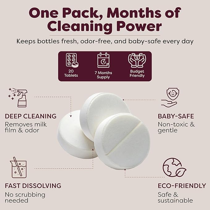 KOOLA Mom Descaling Tablets for Baby Bottle Washer Sterilizers & Warmers - 20ct, Compatible with Momcozy & Baby Brezza Removes Stubborn Mineral Scale, Non-Toxic & Baby-Friendly, Extends Product Life