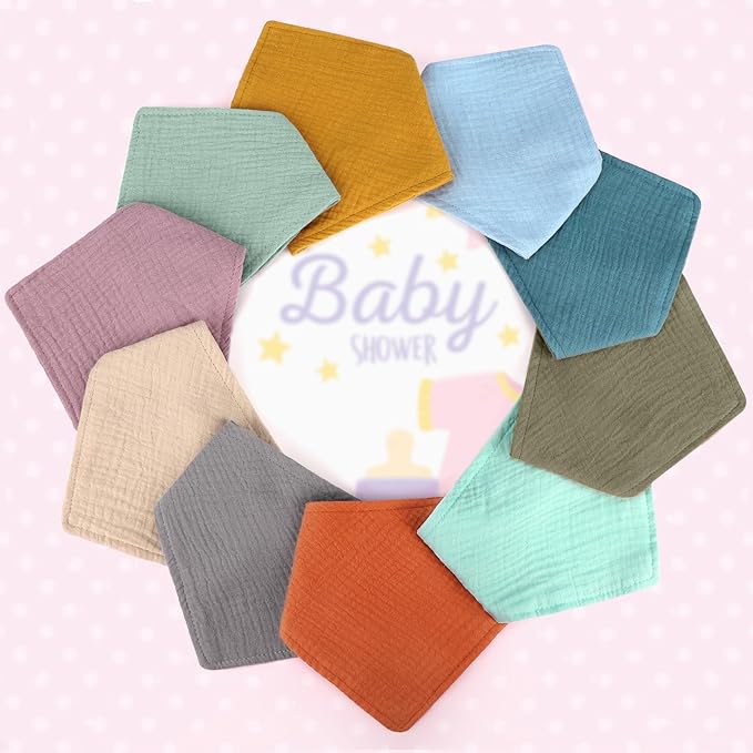Accmor 10 Pack Muslin Baby Bibs 100% Cotton Bandana Drool Bibs for Baby Girls BoysTeething and Drooling