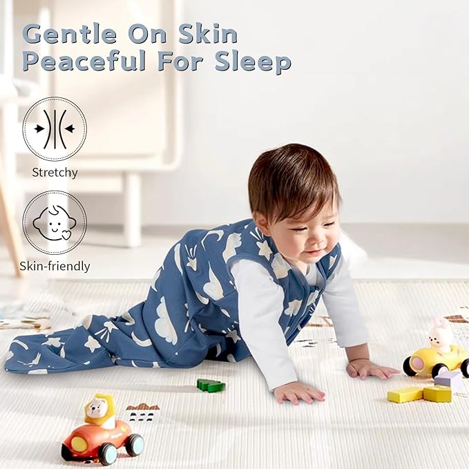 Baby Sleep Sack 12-18 Months Baby Wearable Blanket 100% Cotton TOG 0.5 2-Way Zipper Newborn Sleeping Bag, 3 Pack Comfy Lightweight Sleep Sacks for Babies