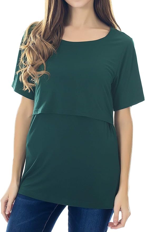 Smallshow Women's Maternity Nursing Tops Short Sleeve Breastfeeding Clothes