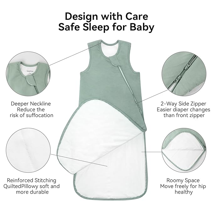 BubblePanda Rayon Made from Bamboo Sleep Sack 0-6 Months 0.5 Tog Soft Newborn Sleep Sack 3-6 Months for Infant Babies 2-Way Zipper Wearable Blanket Baby 0-3 Months