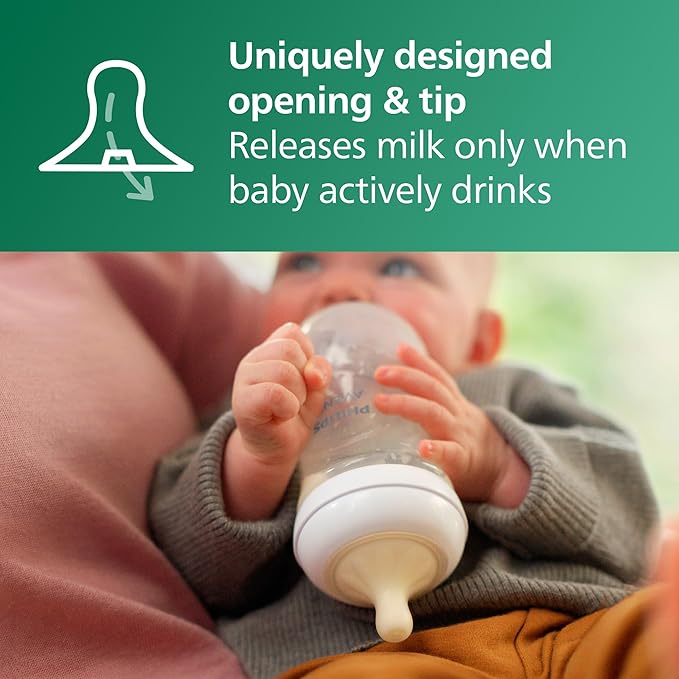 Philips Avent Natural Glass Baby Bottles with Natural Response Nipples (Medium Flow, Flow 3), 8oz, 2-Pack, SCY913/02