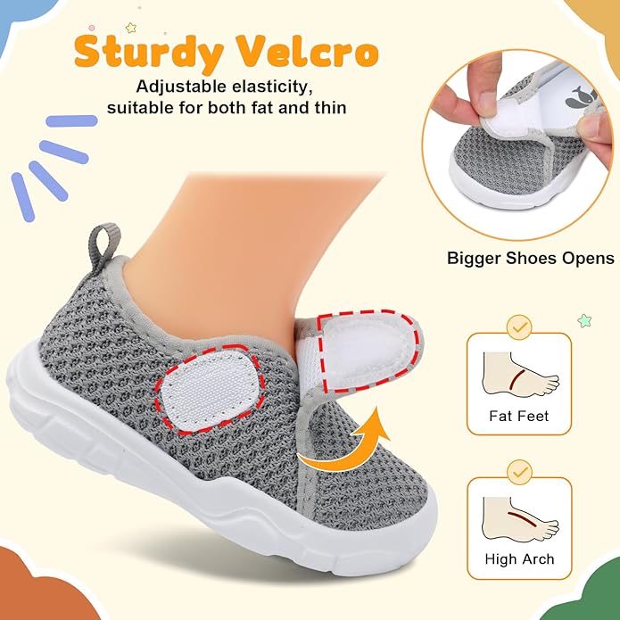 FEETCITY Baby Shoes Boys Girls First Walking Shoes Infant Sneakers Lightweight Slip On Shoe