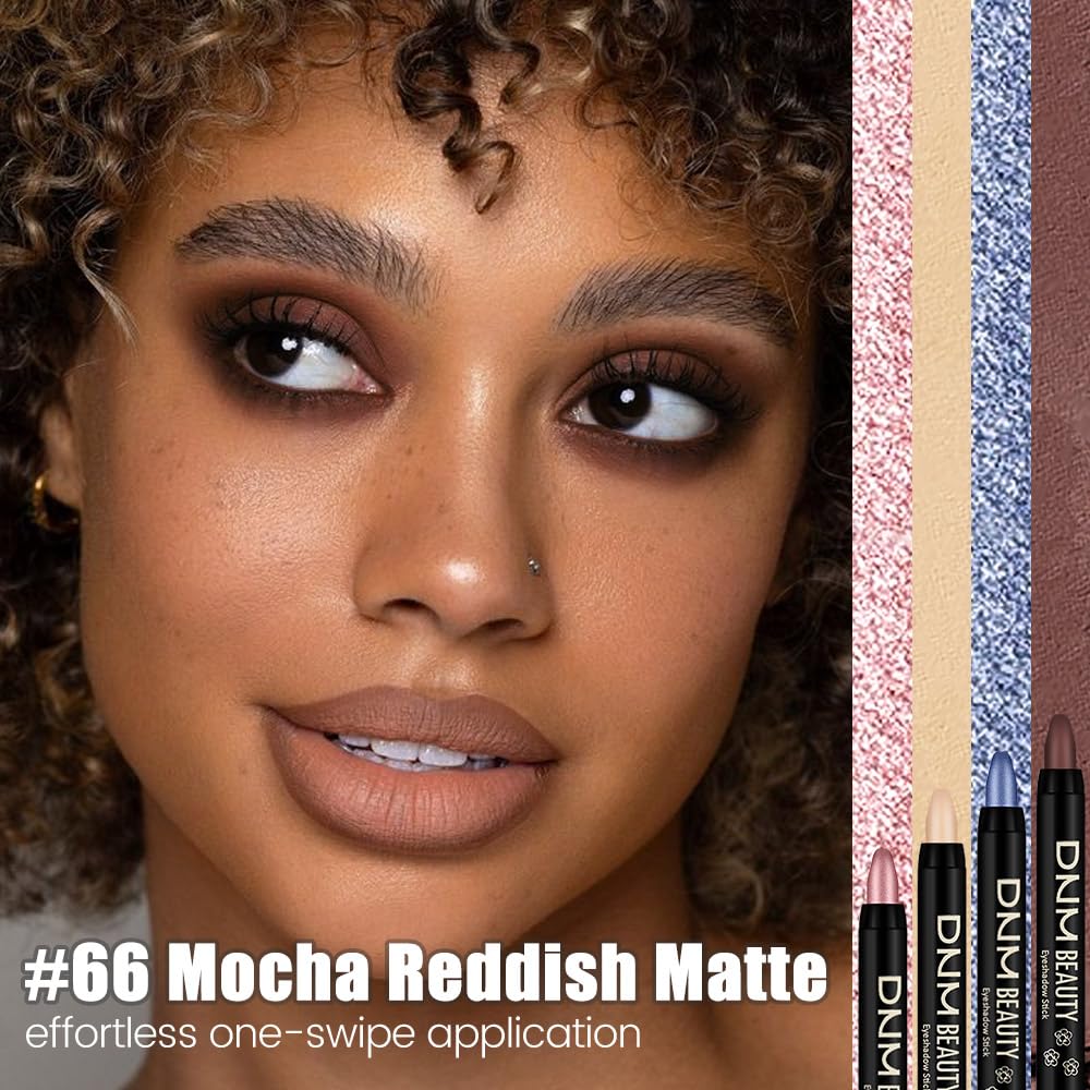 Kaely Cream Eye Shadow Sticks, Mocha Reddish Matte Eyeliner Pencil Eyeshadow Palette Makeup, Eye Highlighter Brightener Stick for Older Women Waterproof Pigmented, sombras para ojos, New-66