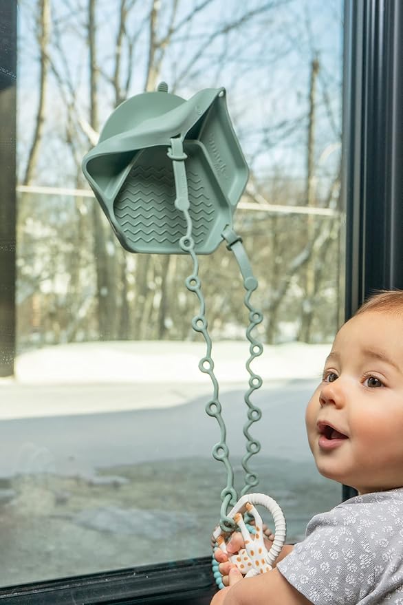 Smack Fun - The Original All-in-one Suction Plates + Safety Toy Straps - Silicone Suction Plates for Toddlers + Baby - First Foods + Self-Feeding. Comes with 2 Straps (Cambridge Blue)