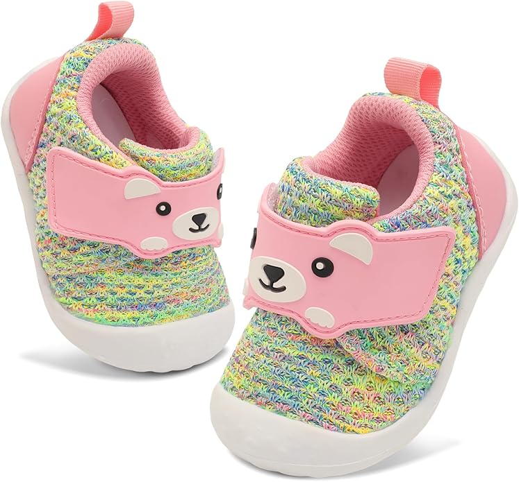 FEETCITY Baby Walking Shoes Wide Baby Shoes Boys Girls Infant Sneakers Crib Shoes Breathable Toddler Barefoot Shoes Slip On Shoes