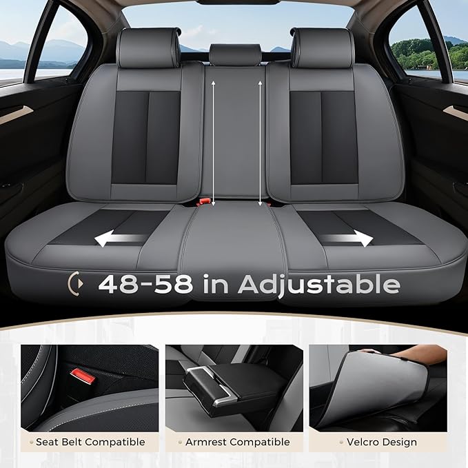 Coverado Car Seat Covers Full Set, Car Seat Protector Waterproof, Nappa Leather Car Seat Cushion, Seat Covers for Cars, Front Seats and Back Universal Fit for Most Cars