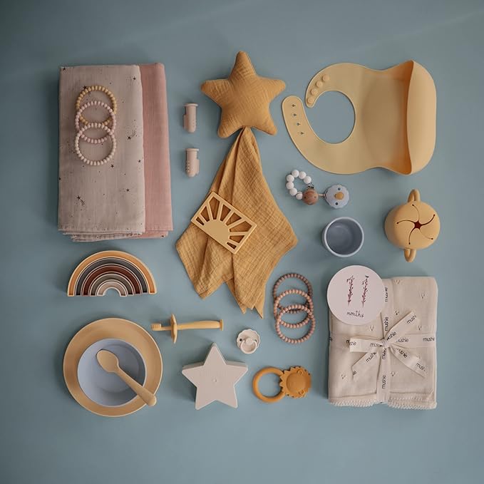 mushie Muslin Baby Swaddle Blanket | 100% Organic Cotton (Falling Stars)