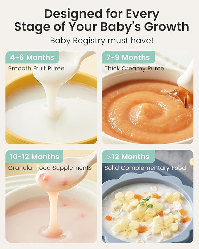 GROWNSY Baby Food Maker with Steam Basket, One Step Baby Food Processor Steamer Puree Blender Grinder Mills Machine, Auto Cooking Grinding and Sterili-zing for Healthy Homemade Baby Food, Dark Grey