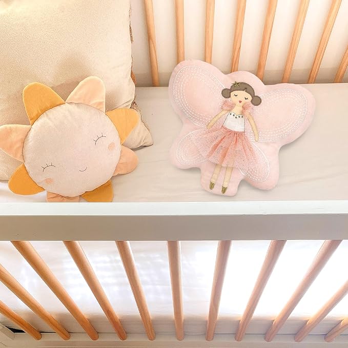 MON AMI Fairy Accent Décor Pillow – 13" x 12”, Soft Plush Stuffed Hugging Pillow, for Kids of All Ages, Use as Toy or Room Decor