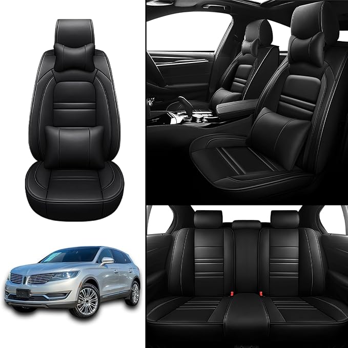 Car Seat Covers for Lincoln mkx 2007-2018 | 5-Seats Seat Covers, Waterproof Seat Protectors, Automotive Seat Covers (Full Set with Pillow,Black)