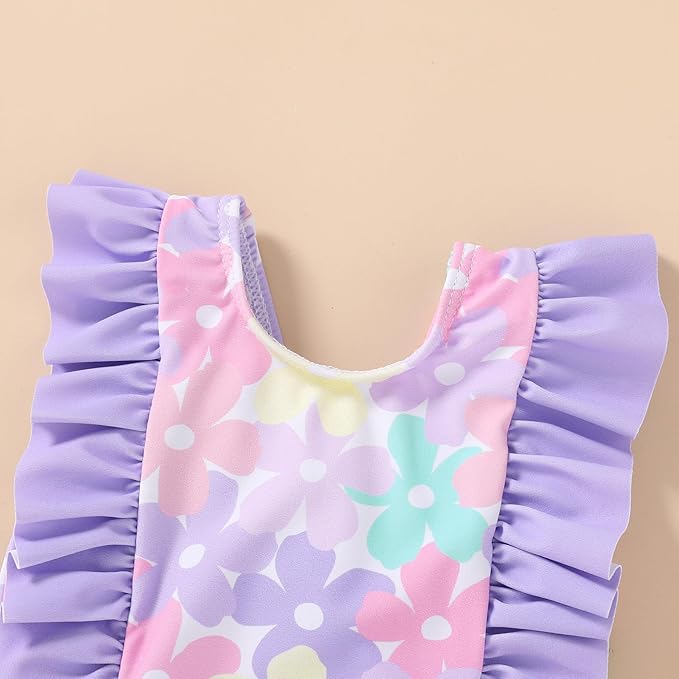 Newborn Baby Girl Ruffle Swimsuit Infant Toddler One Piece Floral Bikini Beach Bathing Swimwear Set