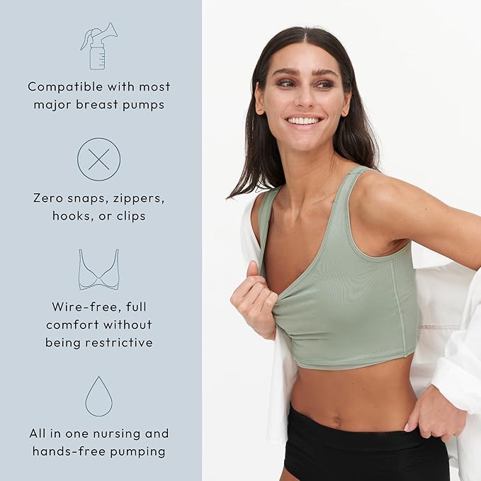 Larken Hands Free Pumping Bra for Breastfeeding | Breast Pump - Maternity Bras for Pregnancy, Pumping & Nursing Bra in One