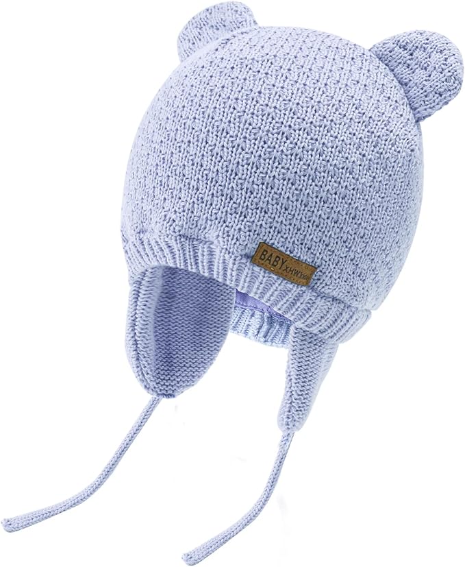BAVST Baby Beanie Hat for Winter with Earfalp Cute Bear Kids Toddler Girls Boys Warm Knit Cap 0-2Years