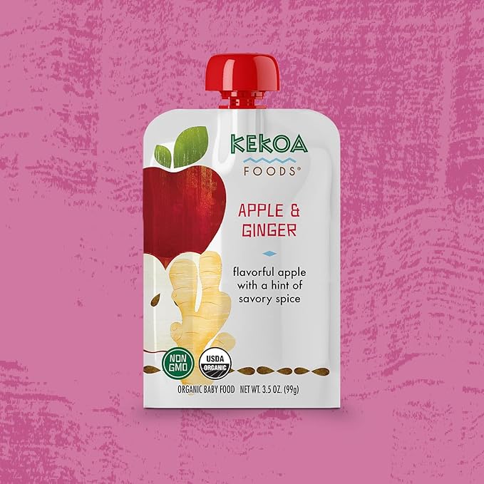 Kekoa Foods 100% USDA Certified-Organic Vegetarian Baby Food Puree Variety Pack: 3.5 oz Squeeze Pouches | Apple & Ginger, Mango Paprika, Curry Vegetable Mango | No Added Sugar or Salt | Nutrient-Rich & Flavorful