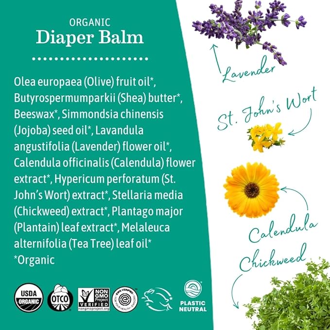 Earth Mama Organic Diaper Balm 2-Ounce | Diaper Cream for Baby | EWG Verified, Petroleum & Artificial Fragrance-Free with Calendula for Sensitive Skin (2-Pack)
