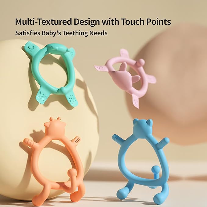 Pigeon Silicone Baby Teether – Multi-Textured Teething Relief Toys, Lightweight & Easy to Grasp, 3+ Months (Pink Rabbit, 1 Count)