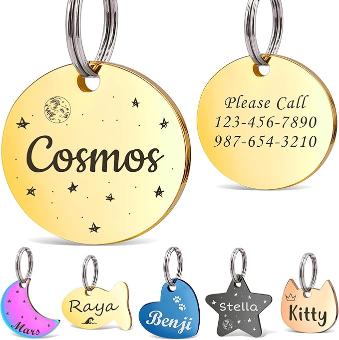 Anavia Small Size Dog Cat ID Tags, Small/XS Personalized Color Plated Stainless by Anavia