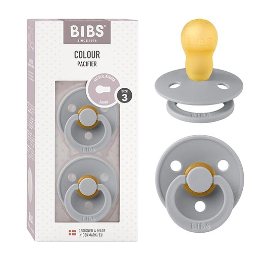 BIBS Pacifiers Colour Collection | Natural Rubber Baby Pacifier | Set of 2 BPA-Free Soothers | Made in Denmark | 18+ Months (Pack of 2) | Cloud