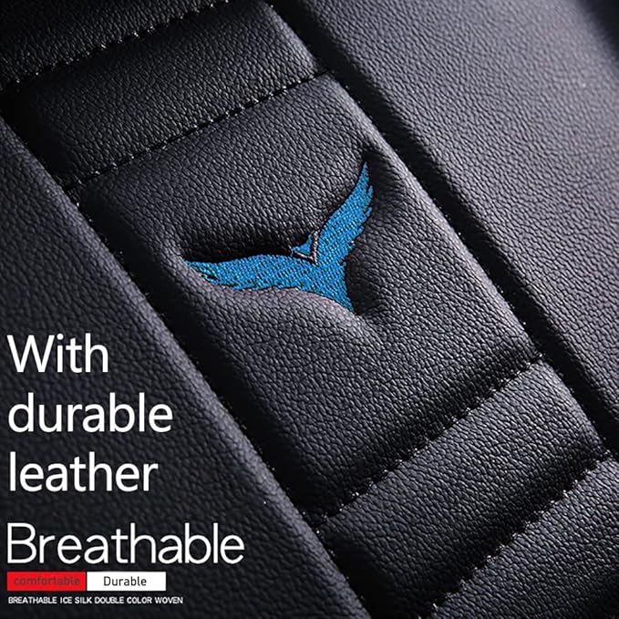 Luxury 2 Seats Car Seat Covers Protectors for Suzuki 1999-2025 95% Models, Back Storage Bag Design & Headrest Pillow & Lumbar Support Black & Blue Line