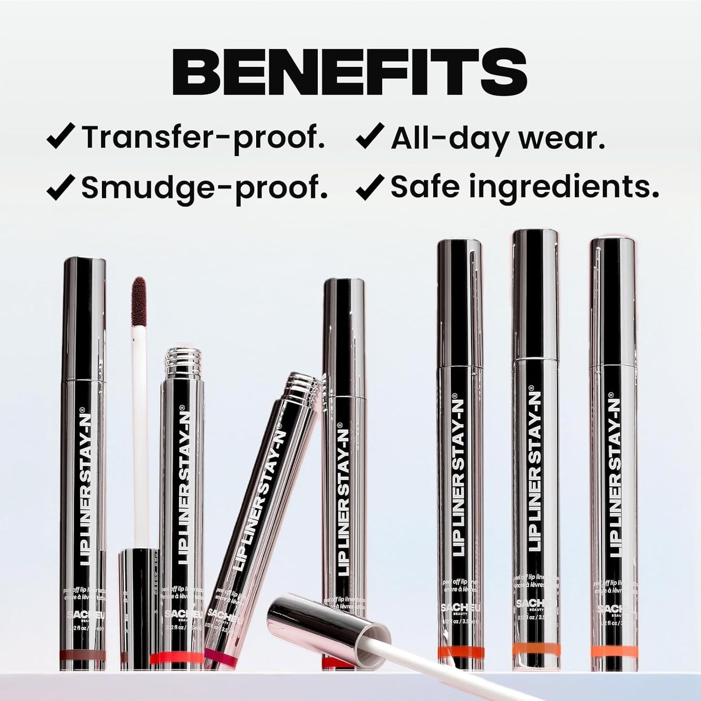 Sacheu Lip Liner STAY-N Peel Off Lip Stain — Long Lasting Matte Lip Tattoo Transfer Proof Lipstain Infused with Hyaluronic Acid & Vitamin E for All Skin Types — Vegan & Cruelty-Free, COREal