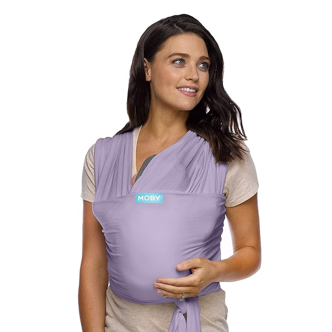 Moby Baby Wrap Carrier Classic for Newborns to Toddlers (8-33lbs), Infant Sling Carrier, Lightweight & Hands Free Design, Adjustable for All Body Types (Amethyst)