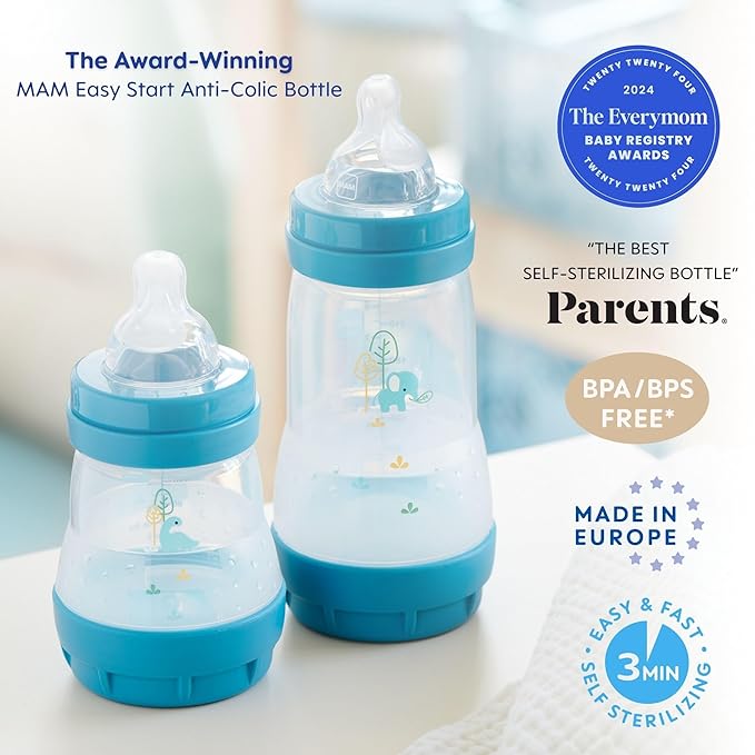 MAM Grow with Baby 15-Piece Gift Set, Newborn 0-4 Months, Anti-Colic Bottles and Silicone Nipples SkinSoft, Newborn Essentials Must Haves, Unisex