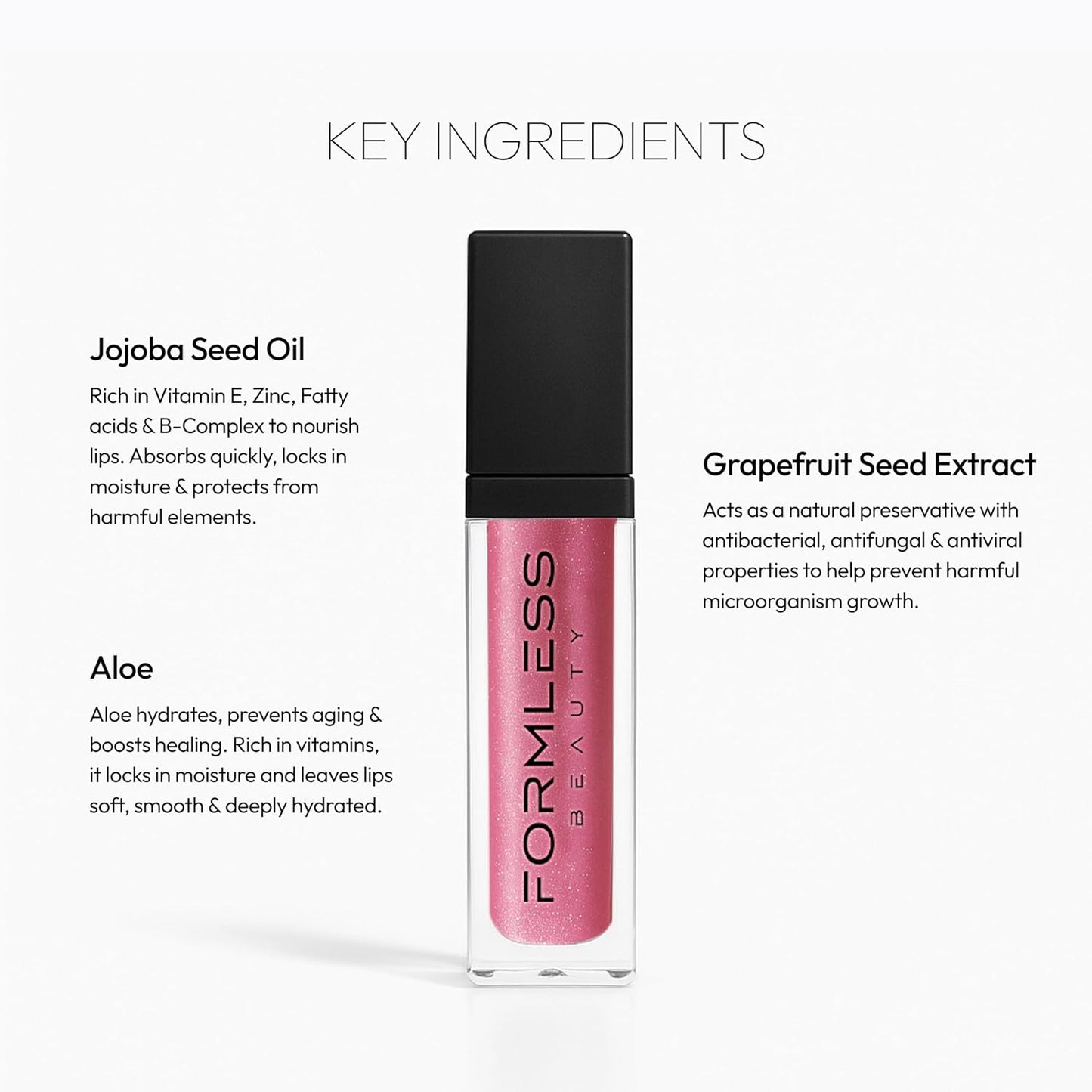 Formless Beauty | Manifest Lip Gloss by Jenny McCarthy | Plum-Mauve Gloss With Gold&Silver Glitter | Vegan Hydrating Formula | Non-Sticky Aloe & Jojoba Infused | Paraben & Cruelty Free | Lip Enhancer