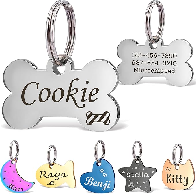 Anavia Small Size Dog Cat ID Tags, Small/XS Personalized Color Plated Stainless by Anavia
