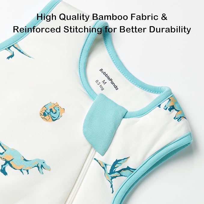 BubblePanda Rayon Made from Bamboo Sleep Sack 6-12 Months 0.5 Tog Soft Lightweight Toddler Sleep Sack for Babies 2-Way Zipper Wearable Blanket Baby 6 Months