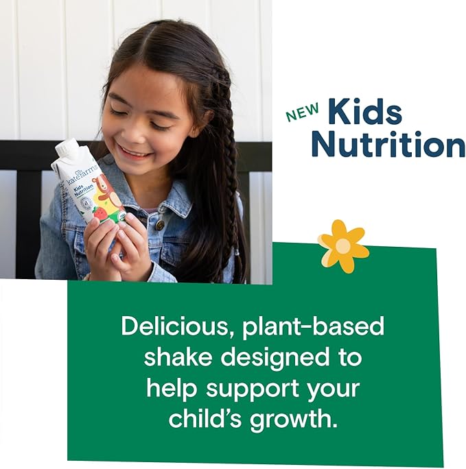 KATE FARMS Organic Kids Nutrition Strawberry Shake, 8g Protein, 27 Vitamins and Minerals, Meal Replacement, Gluten Free, Non-GMO, 8.45 oz (12 Pack)