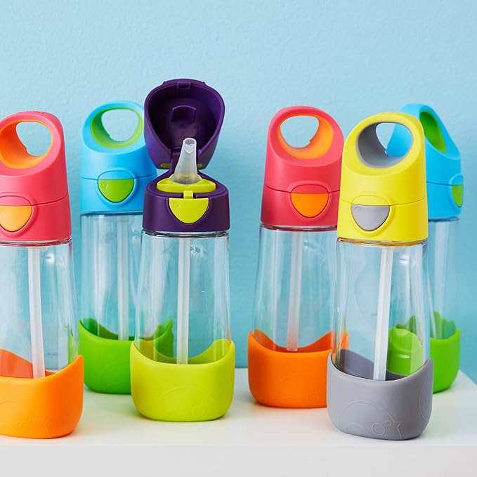 b.box Kids Water Bottle – Tritan Toddler Drink Bottle with Straw for School, Daycare, Travel w/Easy-Grip Triangular Design, Leak Proof Lid & Handle, BPA Free, Dishwasher Safe (Ocean Breeze)