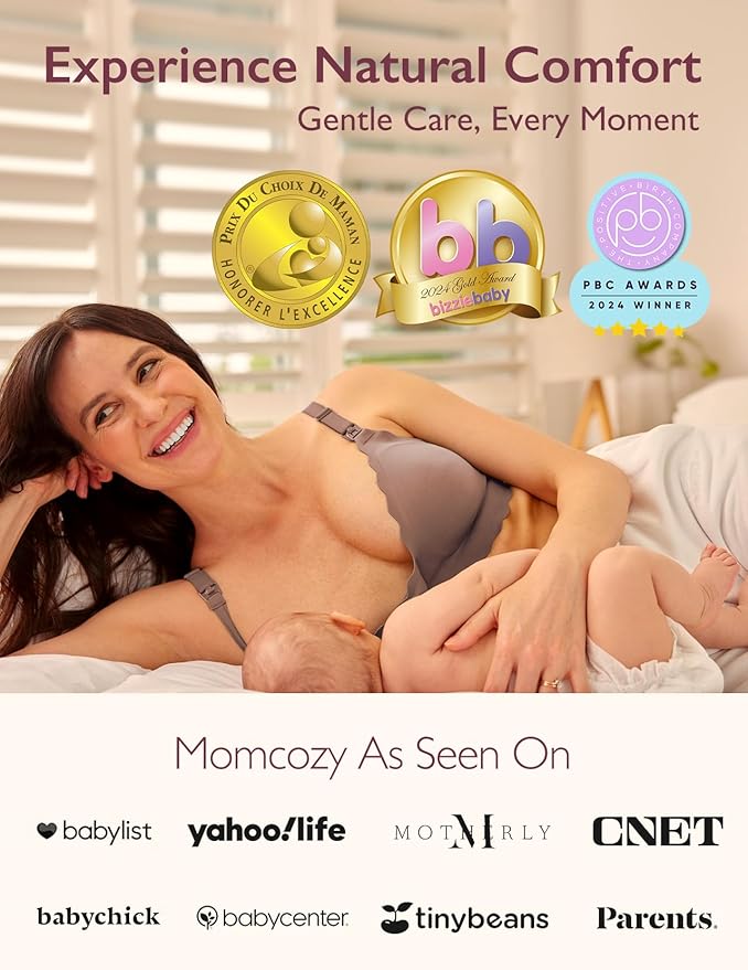 Momcozy Nursing Bras for Breastfeeding, Seamless Pregnancy Maternity Bra Wireless Classic Jelly Strip Support Nursing Bra
