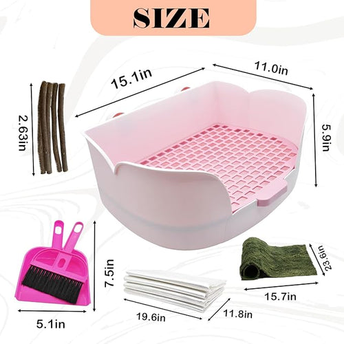 15.1"X11.0" Large Rabbit Litter Box, Plastic Square Rabbits Potty Trainer - Image 2