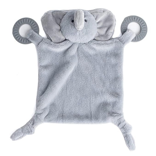 Baby Teether & Plush Lovey by Bella Tunno, Silicone Teether with Animal Snuggle Toy & Sensory Rattle, Teething Relief for Babies 0-6 Months, 6-12 Months, Elephant