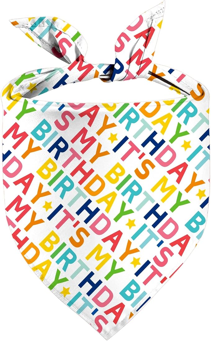 Birthday Dog Bandanas 1 Pack, Colorful It's My Birthday Dog Scarfs by Yaofavo