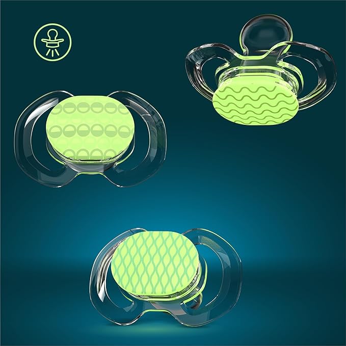 Smilo Baby Pacifier with Orthodontic Design for Healthy Dental Development - Stage 1 for Babies 0-3 Months - Pack of 3X 100% Silicone Newborn Pacifiers BPA Free - Glow-in-The-Dark