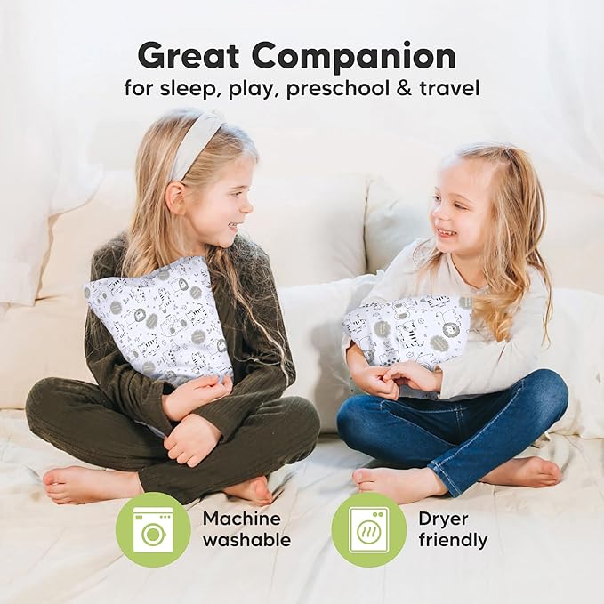 Mini Toddler Pillow with Pillowcase - 9x13 My Little Dreamy Travel Kids Pillow for Sleeping, Toddler Bed, Small, Tiny, Organic Cotton Pillowcase, Soft & Breathable, Kids 2-4 Years Old (KeaSafari)
