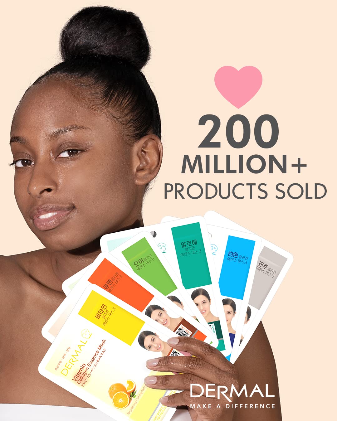 DERMAL Korean Collagen Face Mask – Hydrating & Soothing Sheet Mask with Panthenol – Hypoallergenic Calming Moisture Care for All Skin Types – 16 Combo Pack A