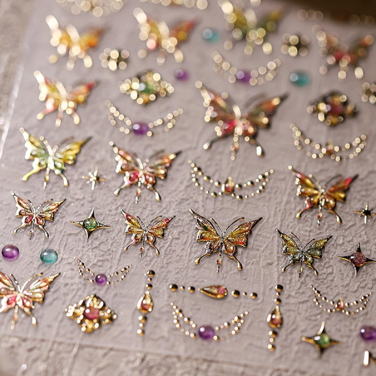 Gold Butterfly Nail Art Stickers 5D Embossed Butterflies Nail Decals Self Adhesive Luxury Shiny Nails Art Design Manicure Supplies Charm for Women Nails Decorations Accessories