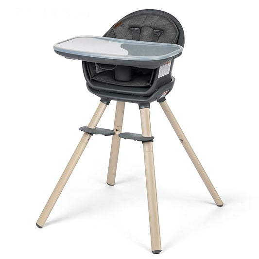 Maxi-Cosi Moa 8-in-1 High Chairs for Babies and Toddlers, Machine Washable Infant High Chair, Compact, Convertible High Chair Lightweight Design, Classic Graphite