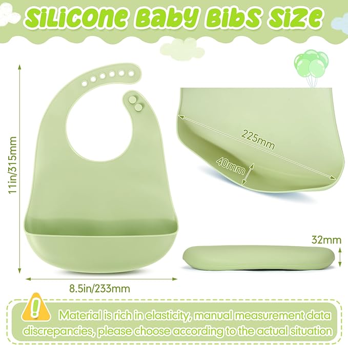 Tioncy 24 Pcs Silicone Bibs for Babies Toddlers Waterproof Adjustable Soft Durable Feeding Baby Bibs Gifts with Food Catcher for Kindergarten Nursery Preschool Children